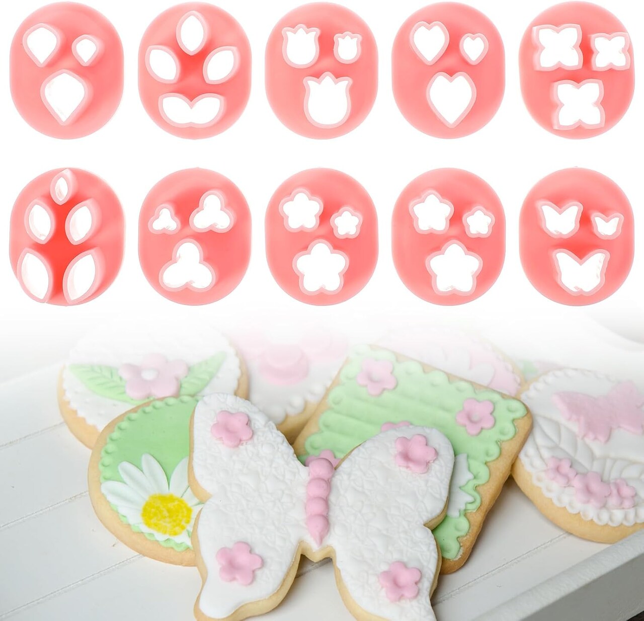 10 Pcs Mini Flower Petal Poly Clay Cutters for Earrings Polymers,10 Shapes Floral